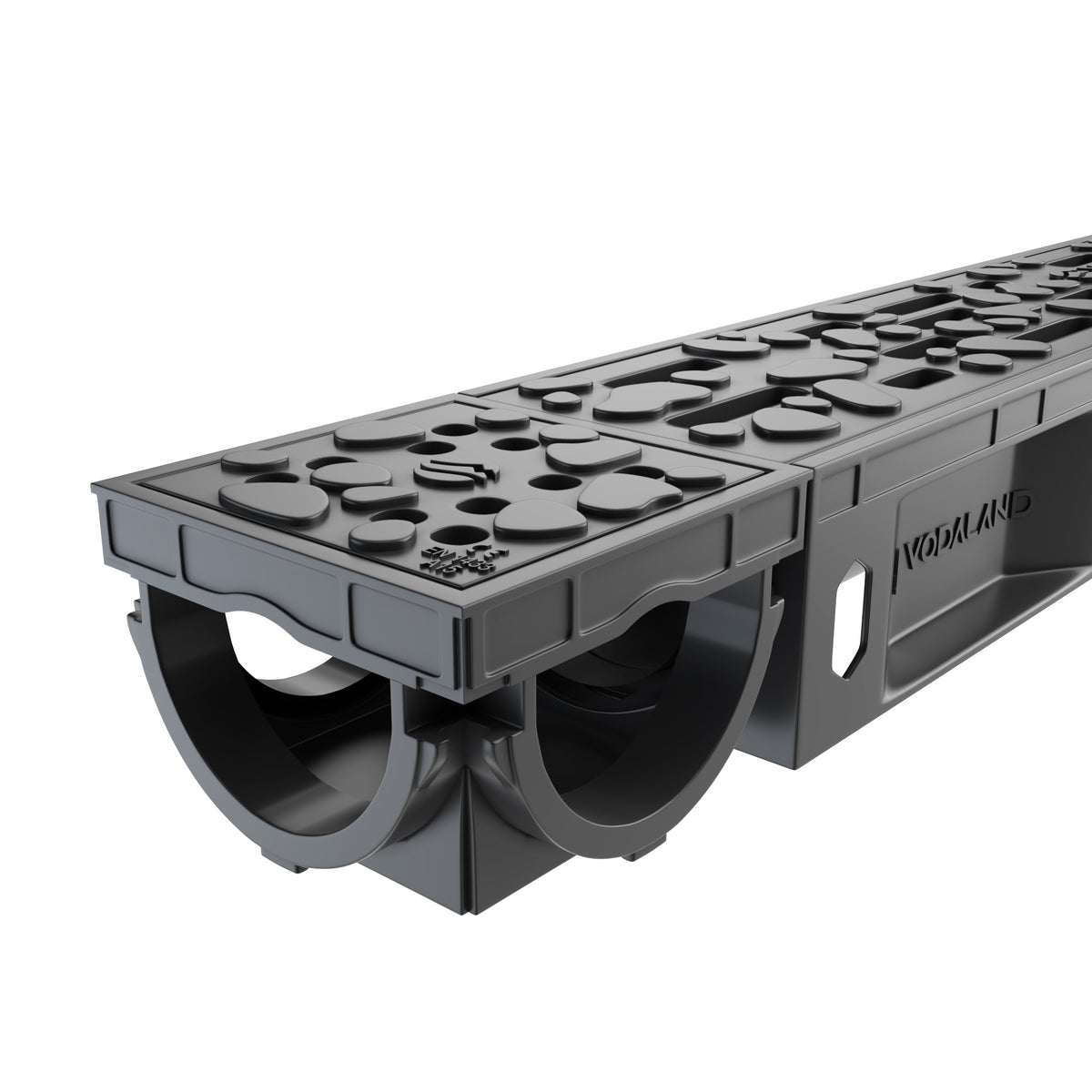 Odwodnienie liniowe plastikowe VODALAND Micro DN50 H50 z rusztem plastikowym Stone, kl. A15