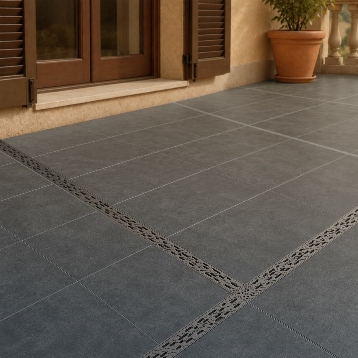 Odwodnienie liniowe plastikowe VODALAND Micro DN50 H50 z rusztem plastikowym Stone, kl. A15