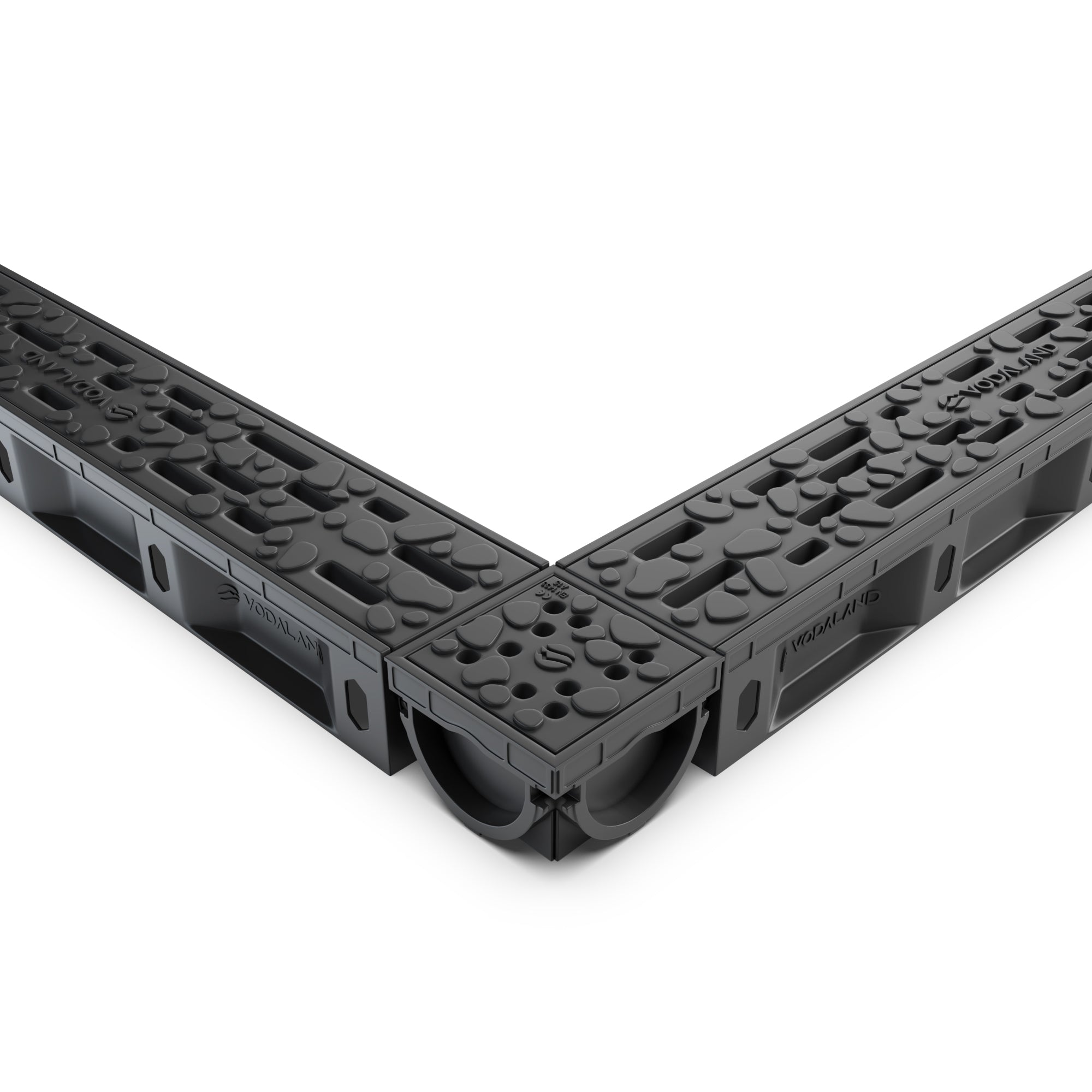 Odwodnienie liniowe plastikowe VODALAND Micro DN50 H50 z rusztem plastikowym Stone, kl. A15