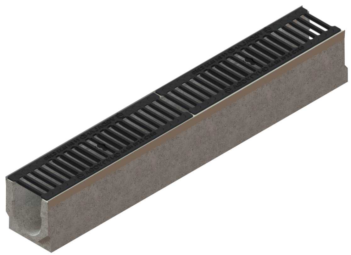 Kanał beton-Base DN100-ruszt żeliwo SPARK kl.C250 h125
