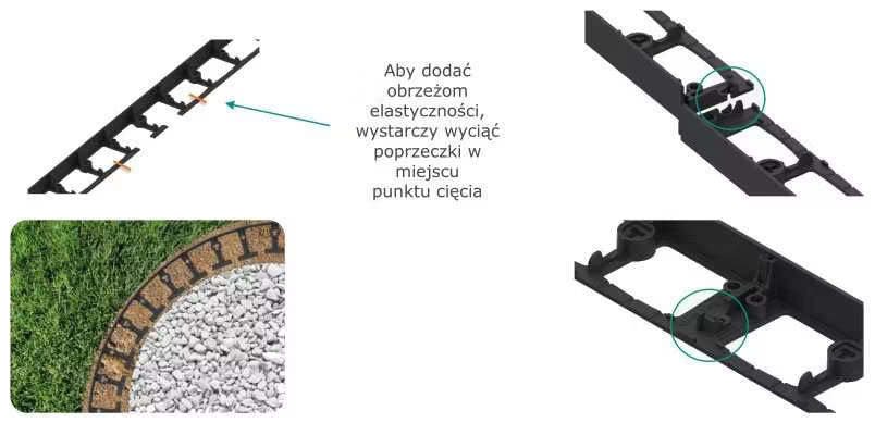 Zestaw obrzeży ogrodowych VODALAND H45 – 12 m + 36 kotew