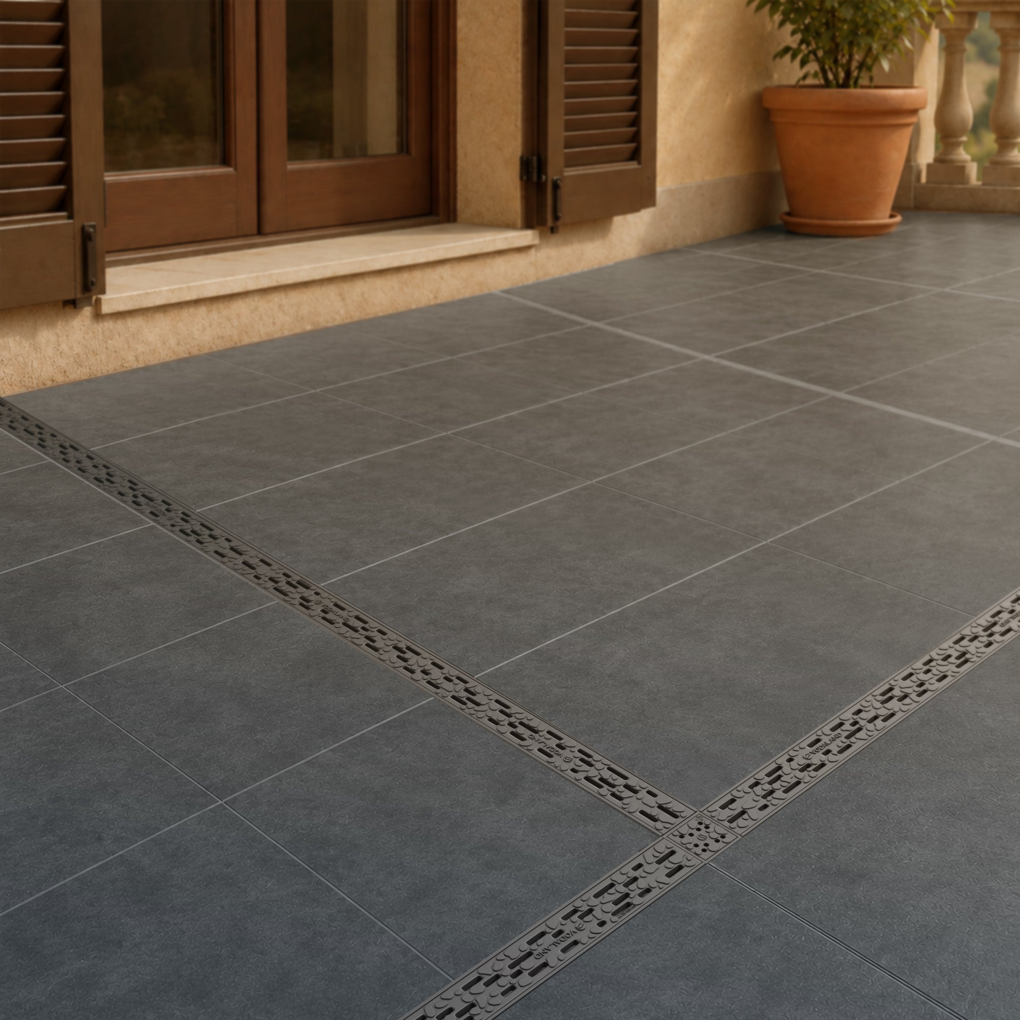 Odwodnienie liniowe plastikowe VODALAND Micro DN50 H50 z rusztem plastikowym Stone, kl. A15