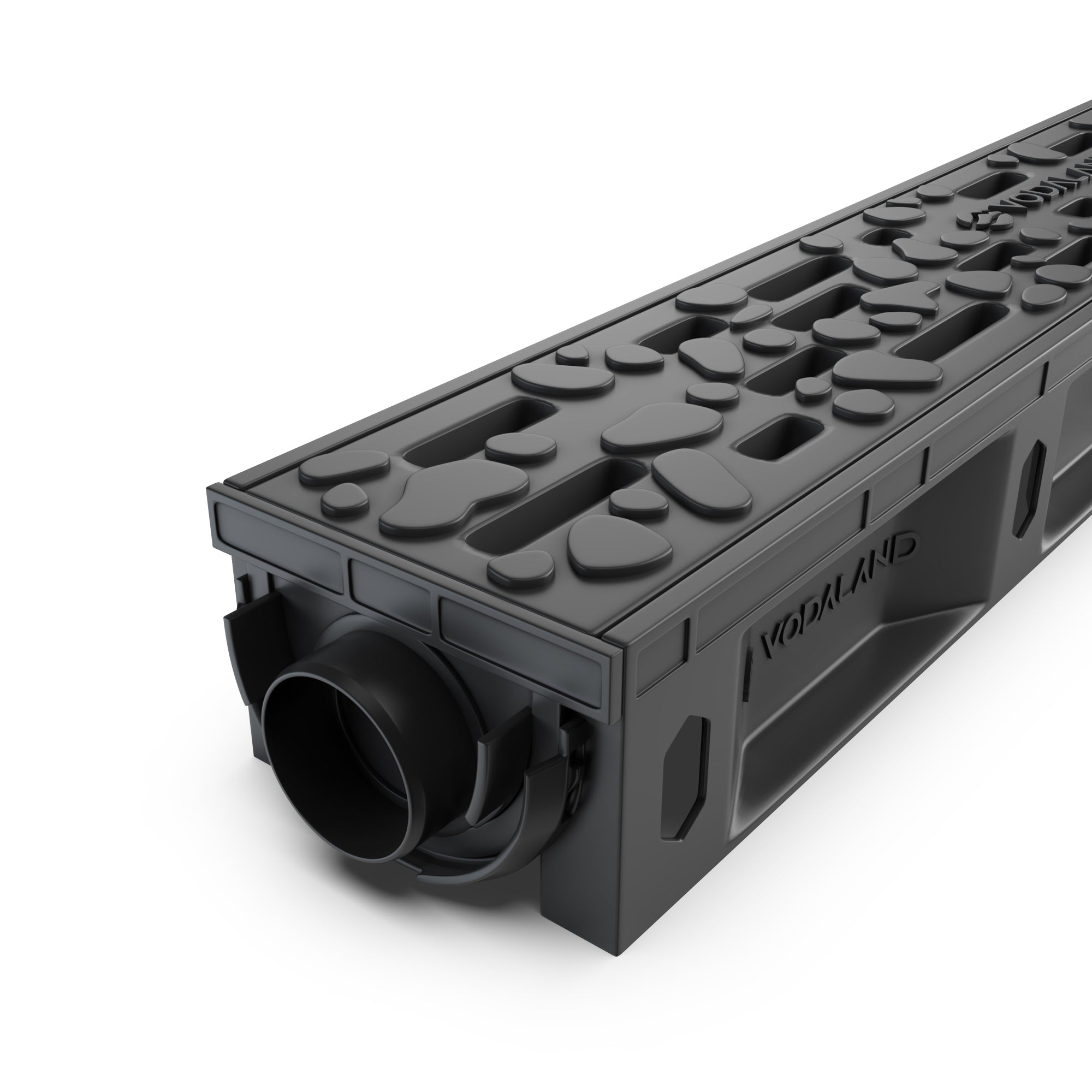 Odwodnienie liniowe plastikowe VODALAND Micro DN50 H50 z rusztem plastikowym Stone, kl. A15