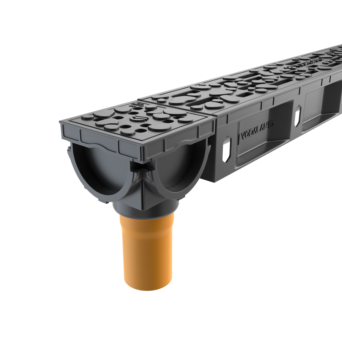 Odwodnienie liniowe plastikowe VODALAND Micro DN50 H50 z rusztem plastikowym Stone, kl. A15