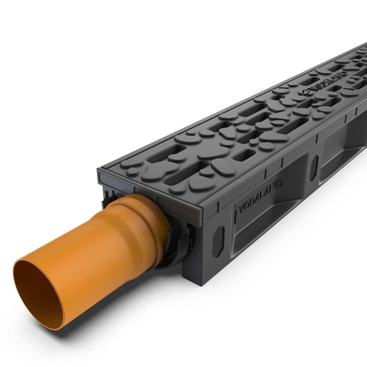 Odwodnienie liniowe plastikowe VODALAND Micro DN50 H50 z rusztem plastikowym Stone, kl. A15