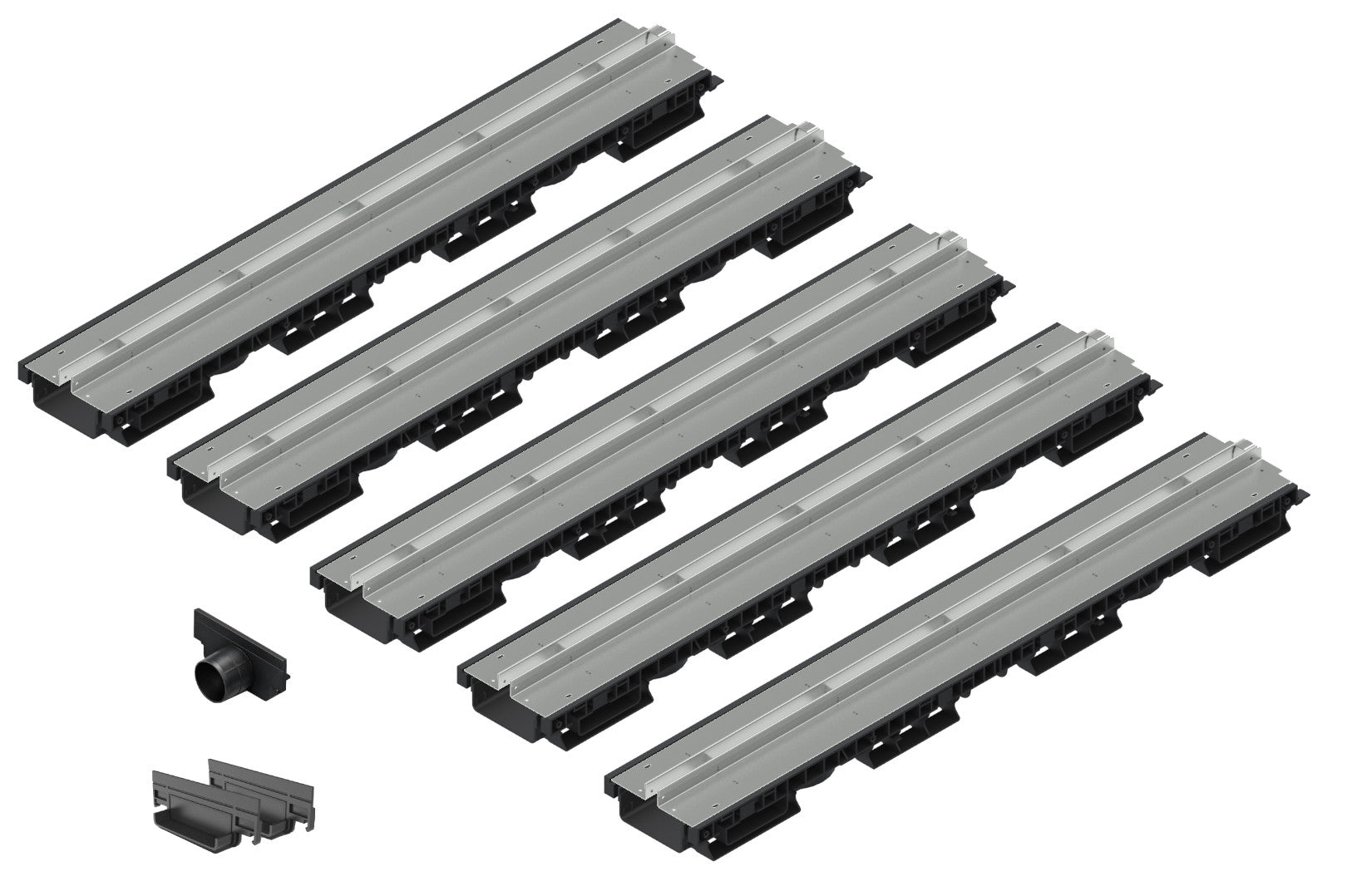 Zestaw kanałów Base DN100 H60 z nakładką szczelinową typ T 25 mm stal ocynk 5m