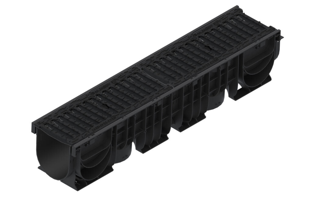 Odwodnienie liniowe plastikowe VODALAND Base DN150 H100–H200 z rusztem żeliwnym, kl. C250