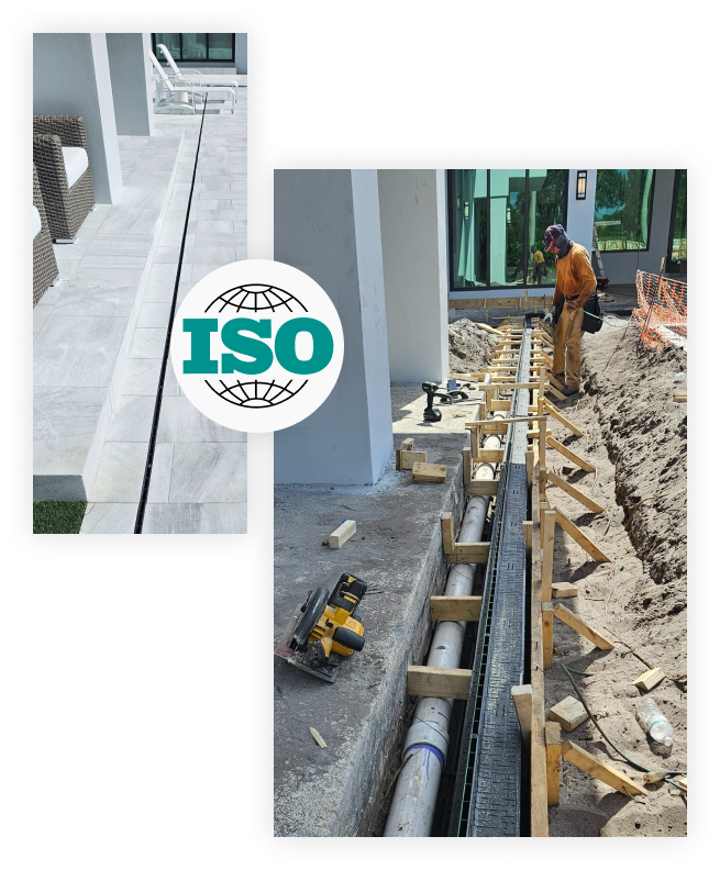 Pool Drainage Construction site with ISO logo overlay