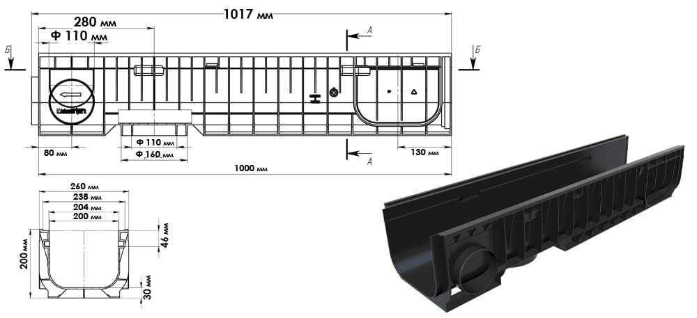 Kanal Plastikowy H200 Dn200 Z Rusztem Ze Stali Ocynkowanej Kl A15