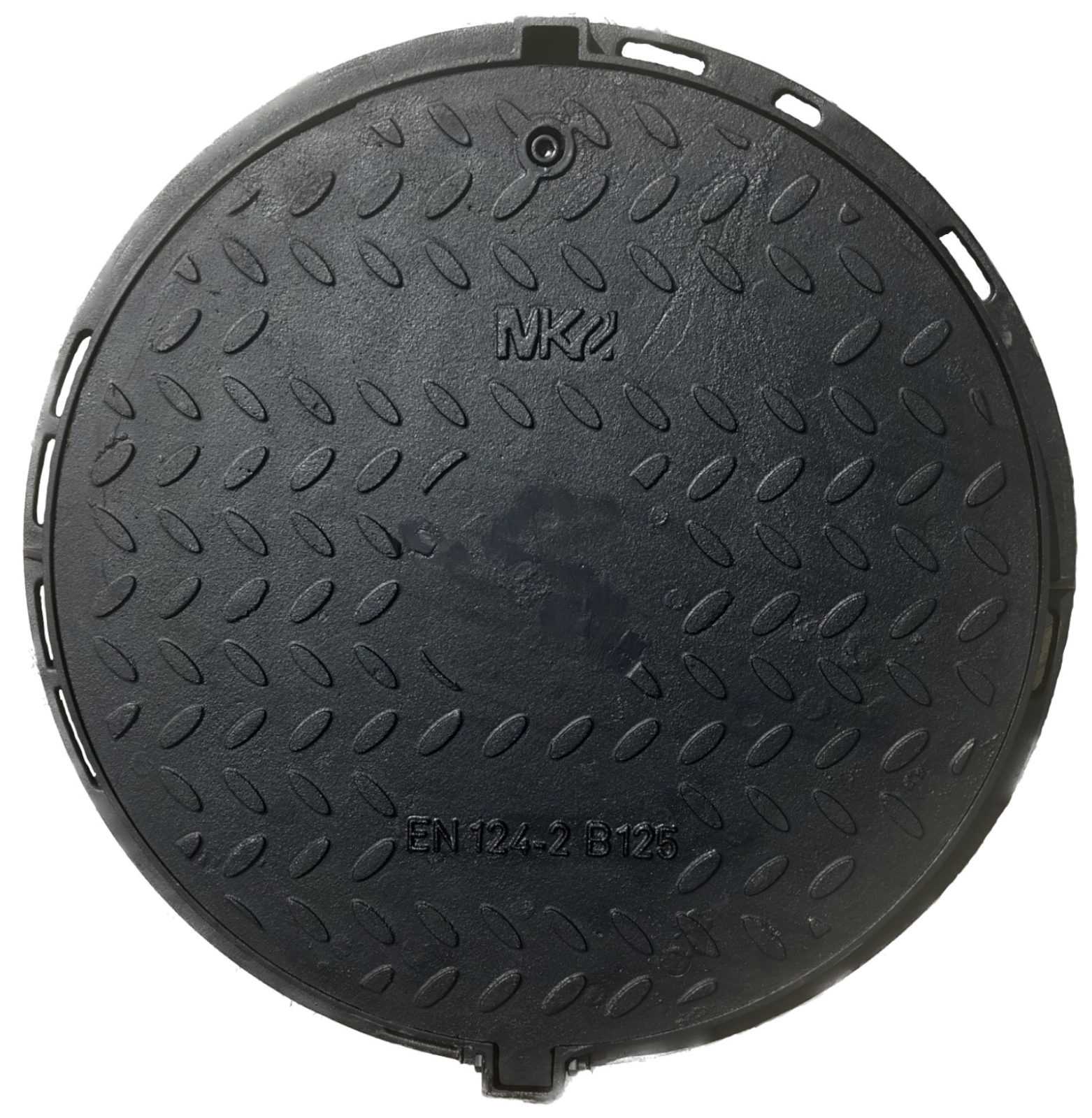 Właz żeliwny fi600 B125 zawias/rygiel h40